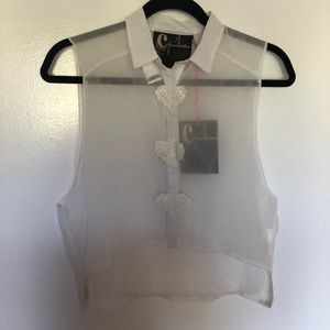 NEW! Chandelier LF Crop Top Sheer Blouse